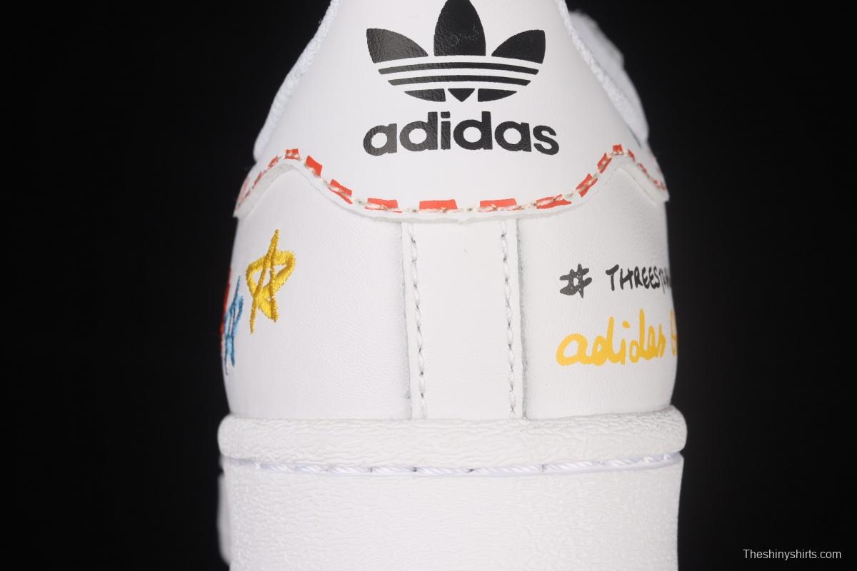 Adidas Originals Superstar GZ3034 shell head child fun graffiti decoration leisure board shoes
