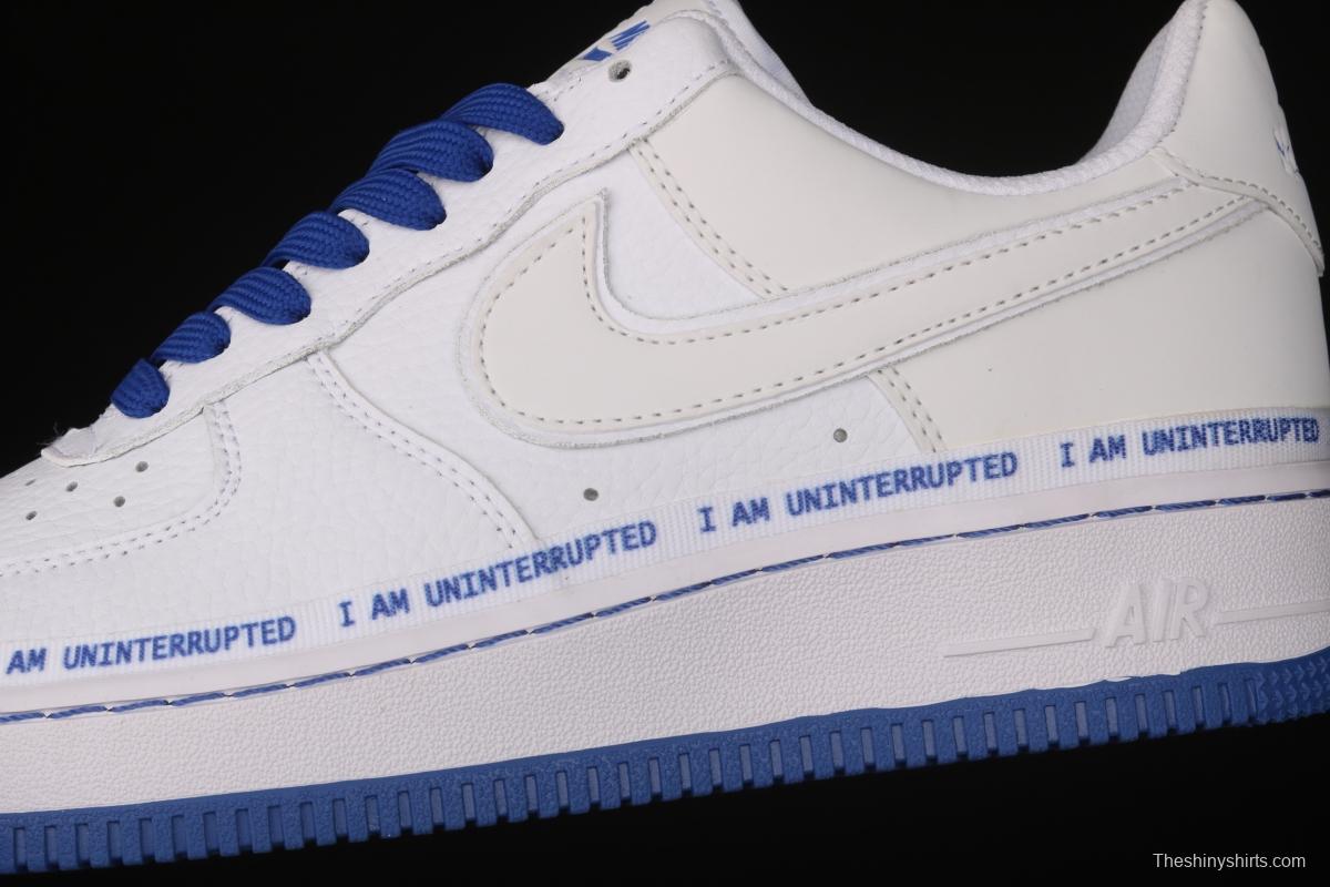 NIKE Air Force 1x 07x Uniterrupted white and blue graffiti James and the famous 3M reflective low-top leisure sports board shoes CQ0494-100