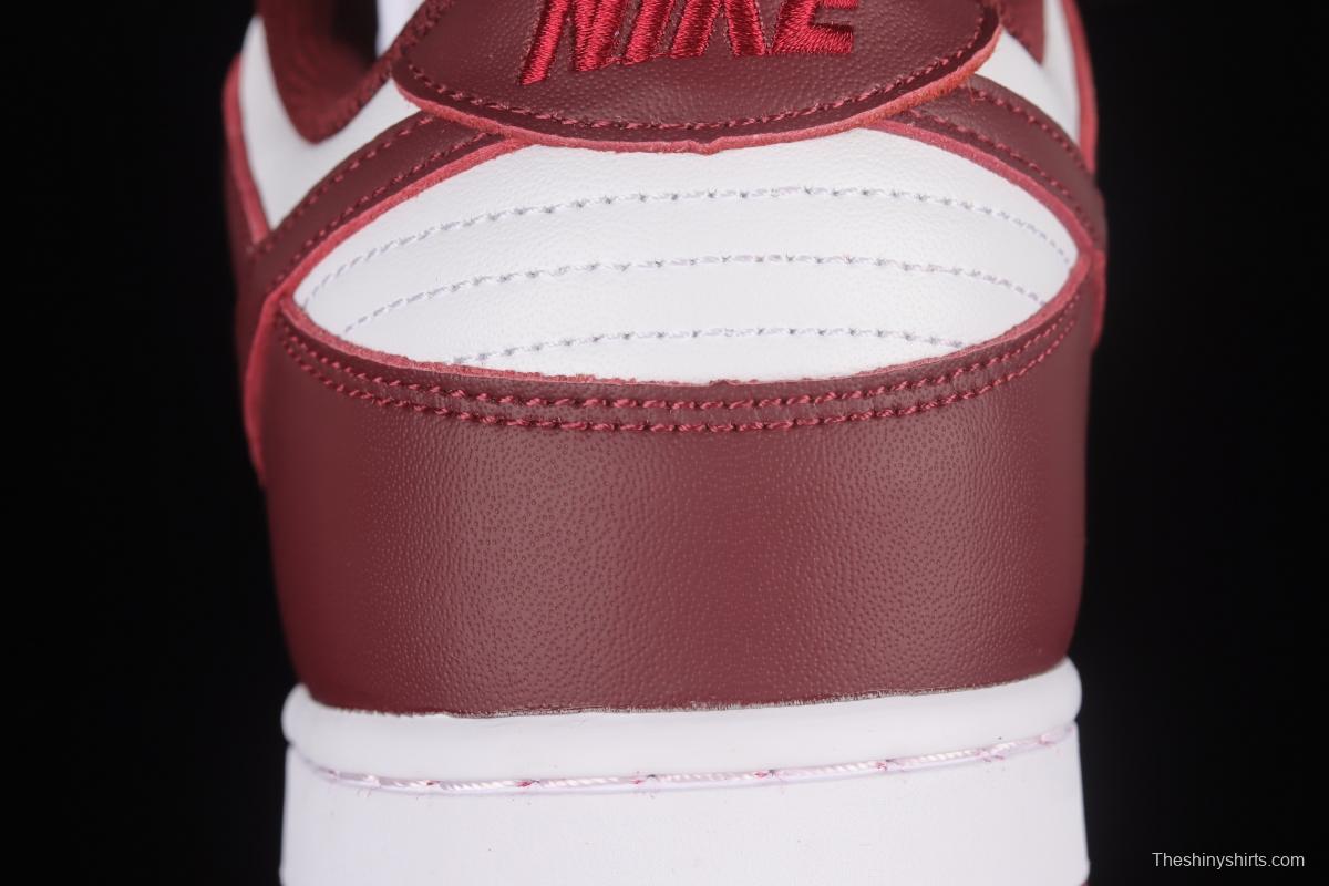 NIKE SB DUNK Low Prm wine red and white color matching SB buckle broken rebound fashion casual shoes DD1503-108