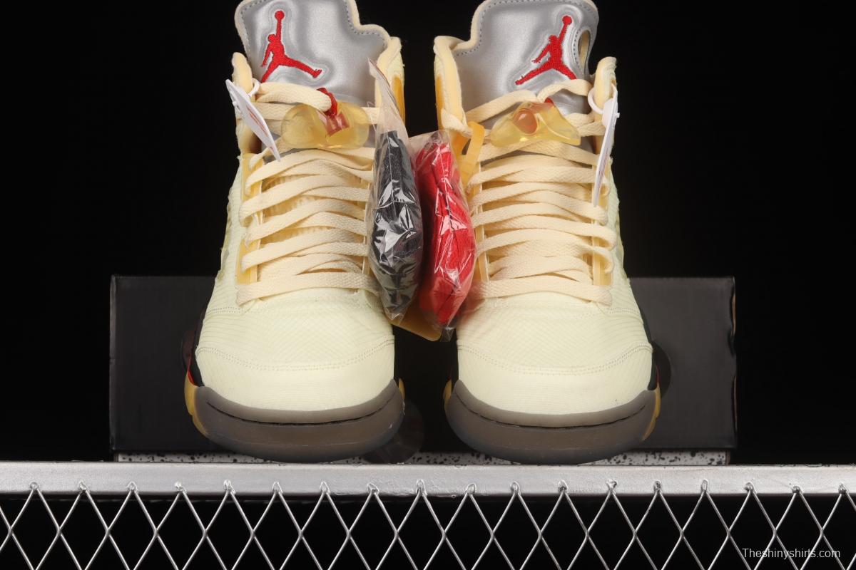 OFF-White x Air Jordan 5 Retro SP White Sail Golden Cicada DH8565-100