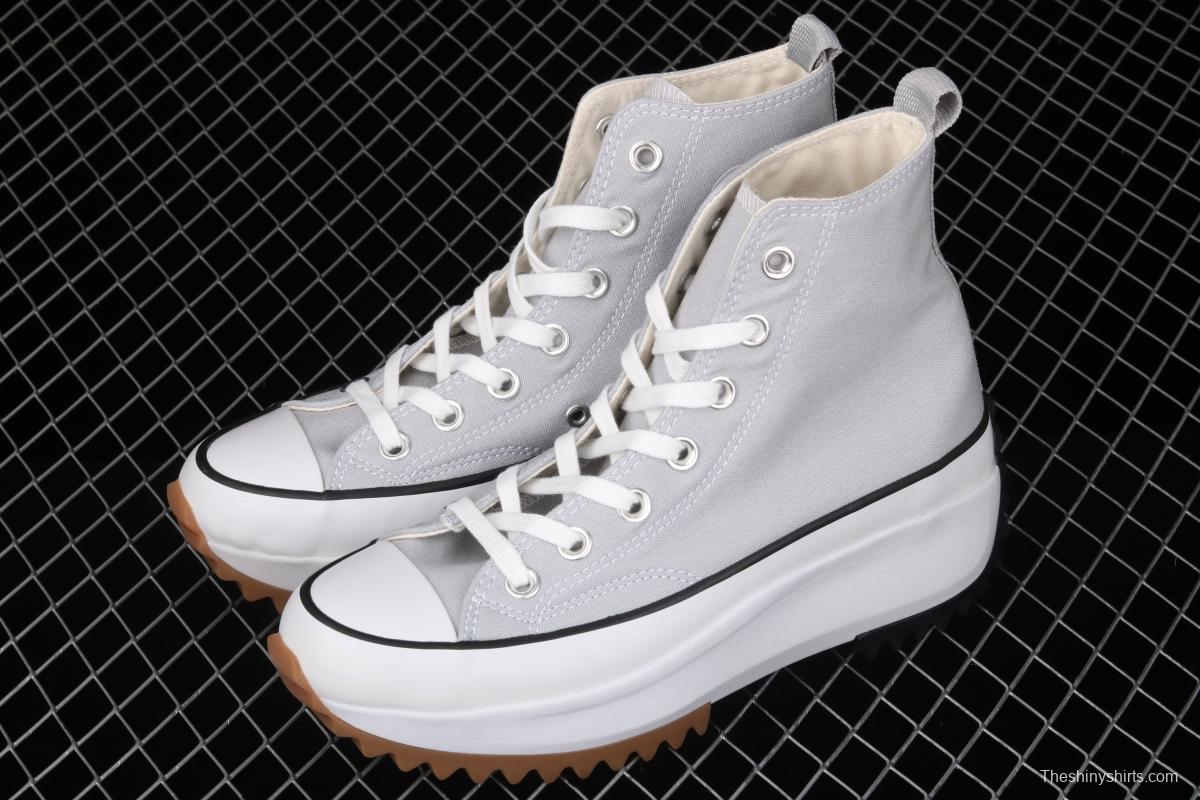 Converse Run Star x JW Anderson joint style grey high-top thick-soled canvas shoes 170552C