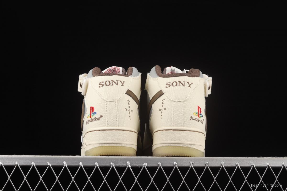 Travis Scott x Sony PlayStation 5 x NIKE Air Force 11607 Mid PS5 Slam Dunk Series to help classic 100-match leisure sports board shoes BQ5828-202