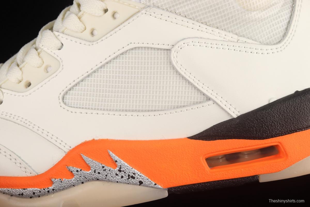 Air Jordan 5 Shattered Backboard white orange buckle shredded high top basketball shoes DC1060-100