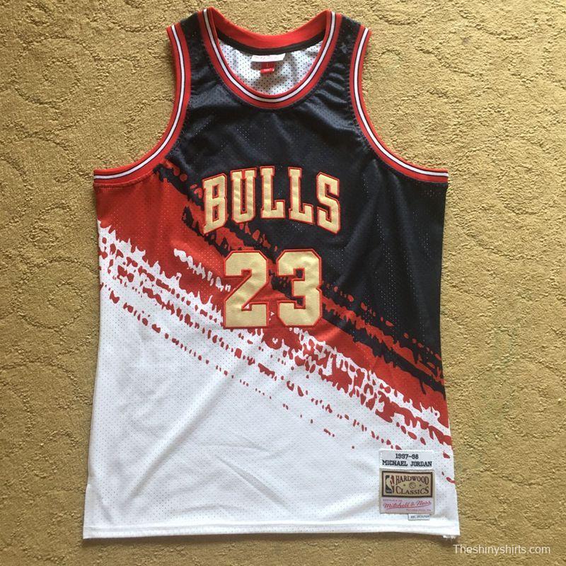 Men's Michael Jordan Black White And Red Retro Classic Team Jersey