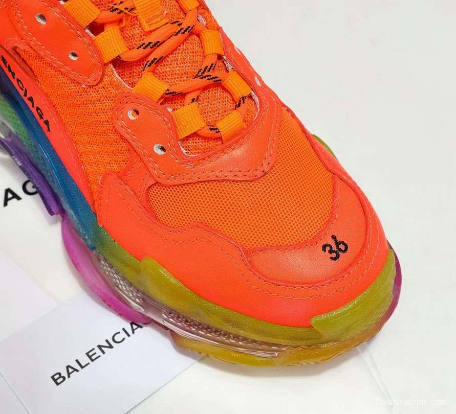 Men/Women Balenciaga Triple S MutiColor Clear Sole Orange Sneaker Item 6380400