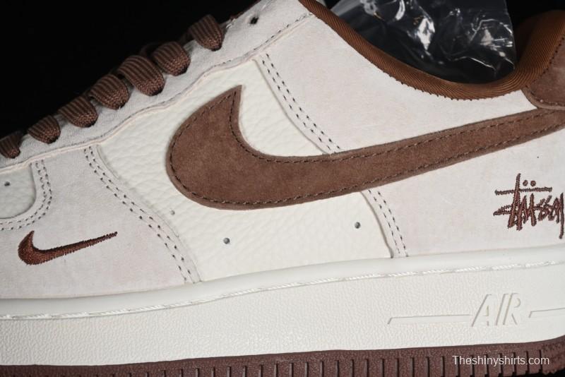 Nike Air Force 1 '07 Low Stussy Collaboration - Coffee Pig Suede Low-Top Casual Sneakers - HD1968-017