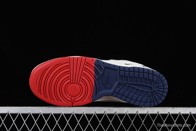 Nike SB Dunk Low LV Collaboration - Beige Red Blue Dual Color Anniversary High-End Custom Low-Top Casual Sneakers - XX2025-333
