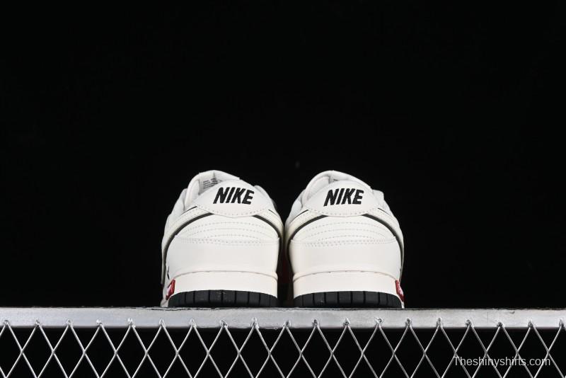 Nike SB Dunk Low Supreme Collaboration - Beige Black Mini Swoosh Anniversary High-End Custom Low-Top Casual Skate Shoes - DJ2024-006