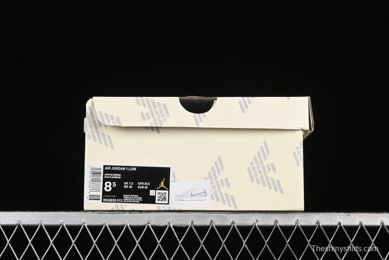 Nike Air Jordan 1 Low Retro Basketball Shoes - Giorgio Armani Collaboration Ice Blue - WG8850-012