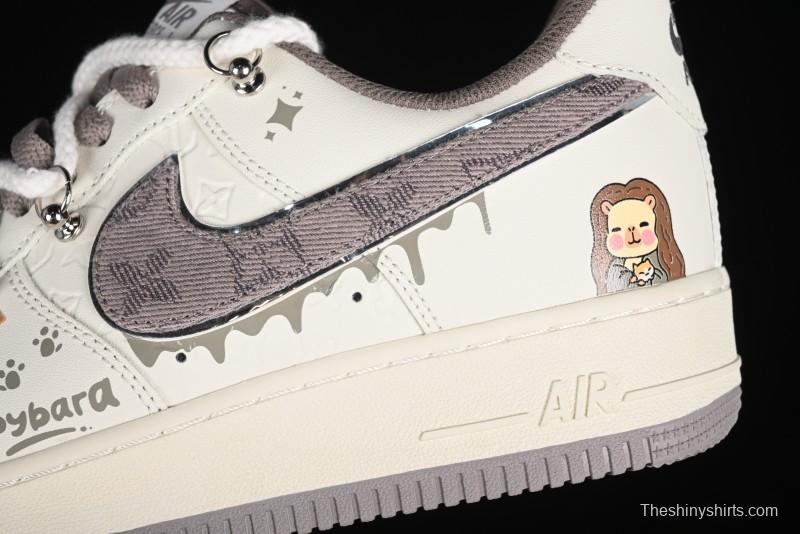 Nike Air Force 1 '07 Low x Capybara "Mona Lisa" Casual Lace-Up Sneakers - LV0506-990