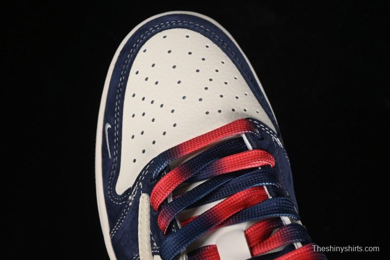 Nike Travis Scott x Fragment Design x Air Jordan 1 Low OG SP AJ1 Supreme Collaboration - Deep Blue Red Culture Casual Sneakers - XY2688-122