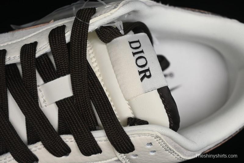 Nike SB Dunk Low Dior Collection - Beige Brown Swoosh Anniversary Custom Low-Top Casual Skate Shoes - XD6188-046