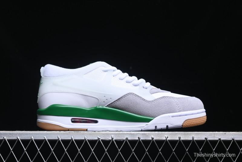 Nike Air Jordan 4 Remastered AJ4 Retro Sneakers in White Green with Gum Sole - FQ7939-103
