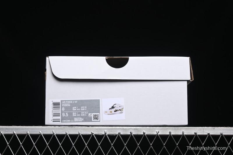 Nike Air Force 1 '07 Mid Hand-Painted Olive Green with Swoosh Shadow Strap Mid-Top Casual Sneakers - CW2289-111