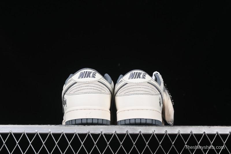 Nike SB Dunk Low Stussy Collaboration - Beige Grey Line Anniversary High-End Custom Low-Top Casual Sneakers - BB7518-007