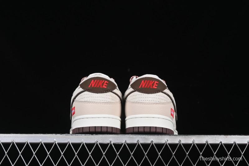 Nike SB Dunk Low Supreme Collaboration Bullet Screen White Check Anniversary High-End Custom Low-Top Casual Skate Shoes - DJ2024-091