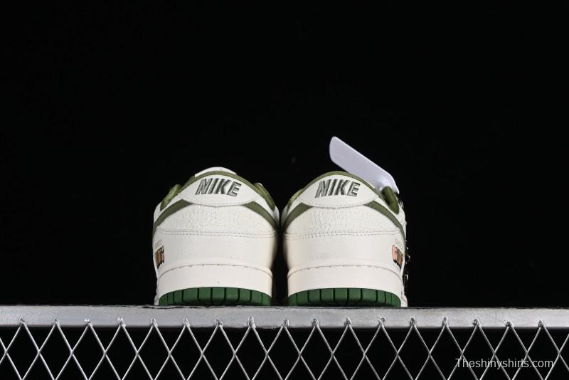 Nike SB Dunk Low Gucci Collaboration - Beige Green Woven Fabric Anniversary High-End Custom Low-Top Casual Skate Shoes - DQ1098-368