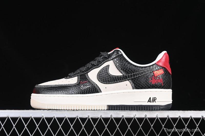 Nike Air Force 1 '07 Low Stussy Collaboration Year of the Snake Limited Edition Black Snake Dual-Color Casual Sneakers - HH7518-034