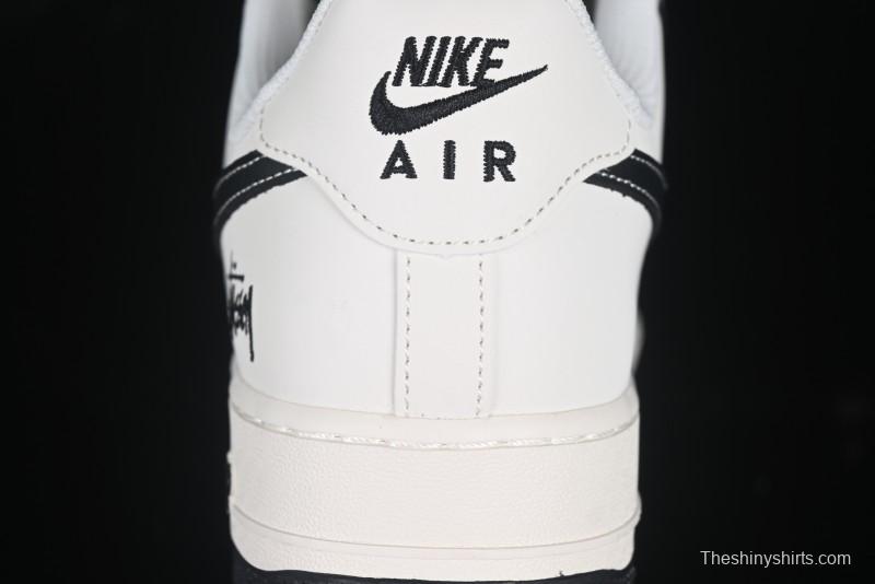 Nike Air Force 1 '07 Low Stussy Collaboration Black Leather Low-Top Casual Sneakers - HH7518-045