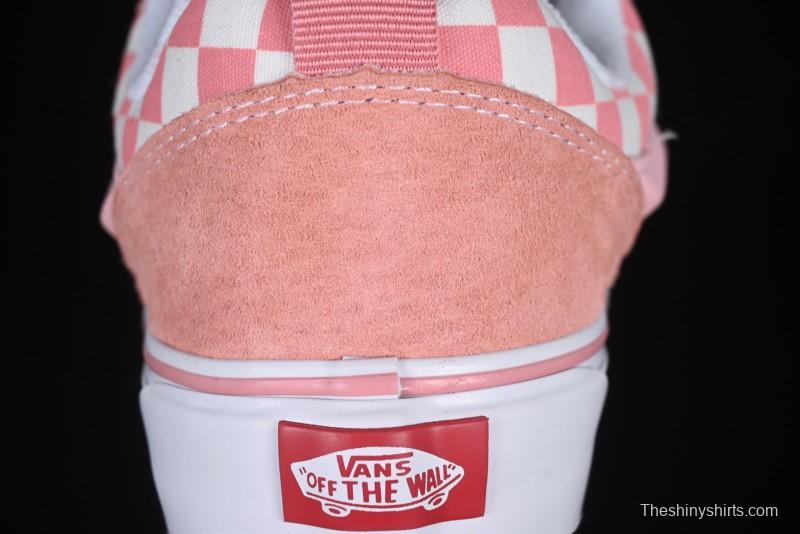 Vans Knu Skool Low Top Comfortable Slip Resistant Wear Resistant Casual Sneakers in Pink Checker - VN0009QCREV