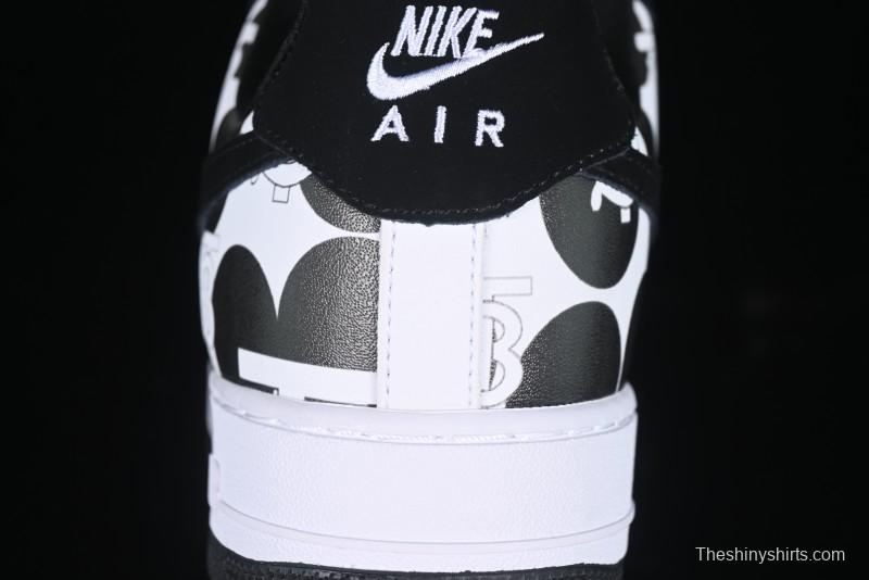 Nike Air Force 1 '07 Low Burberry Collaboration Black White Cow Print Casual Sneakers - DF0188-029