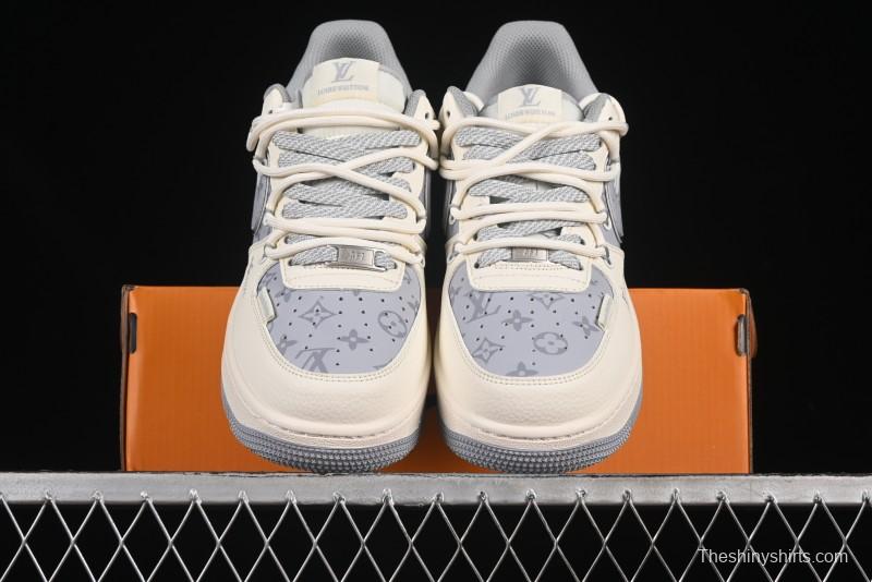 Nike Air Force 1'07 Low LV Collaboration Grey Print Drawstring Casual Sneakers - DM6868-062