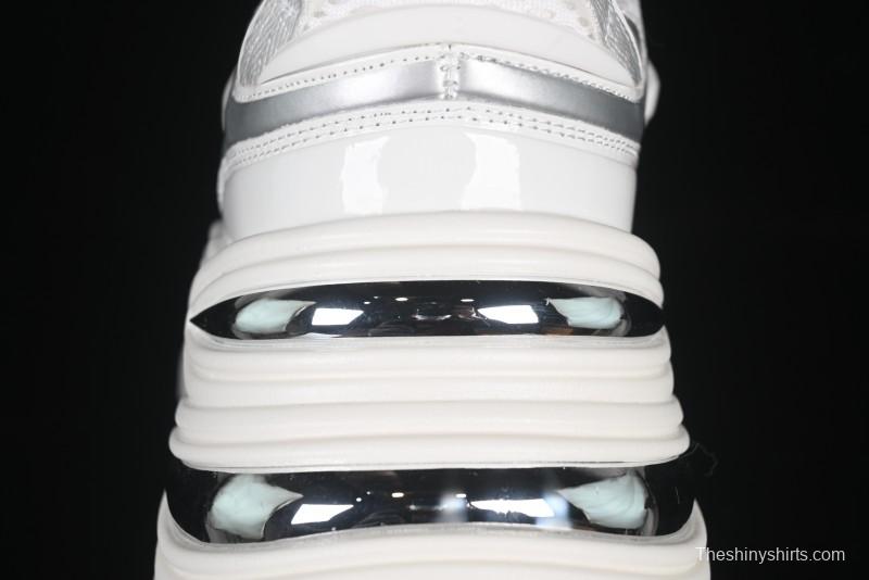 GG-CC Chunky Low Casual Fashion Sneakers with Thick Sole and Height Increasing Design - 2607 White