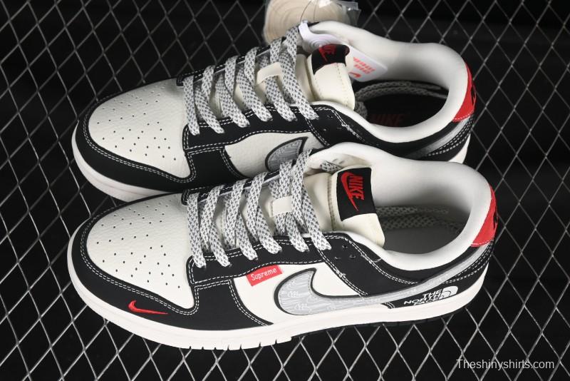 Nike SB Dunk Low The North Face x Supreme Triple Collaboration Sketch Grey Anniversary Custom Low-Top Casual Skate Shoes - CS1688-105