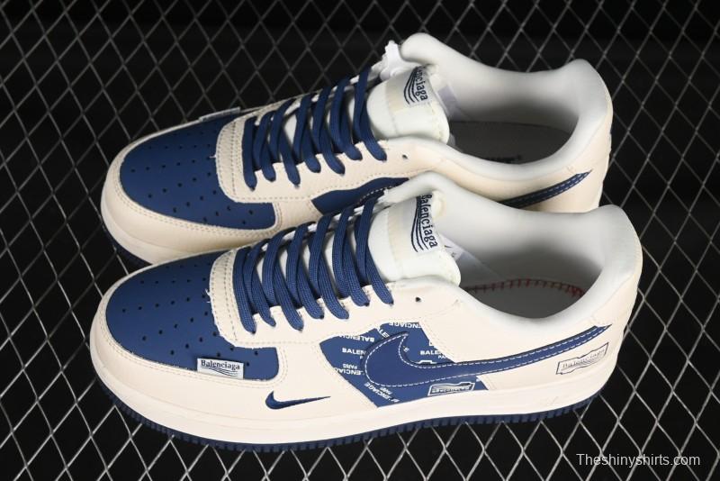 Nike Air Force 1'07 Low Balenciaga Collaboration Blue Woven Label Low-Top Casual Sneakers - DF0188-062