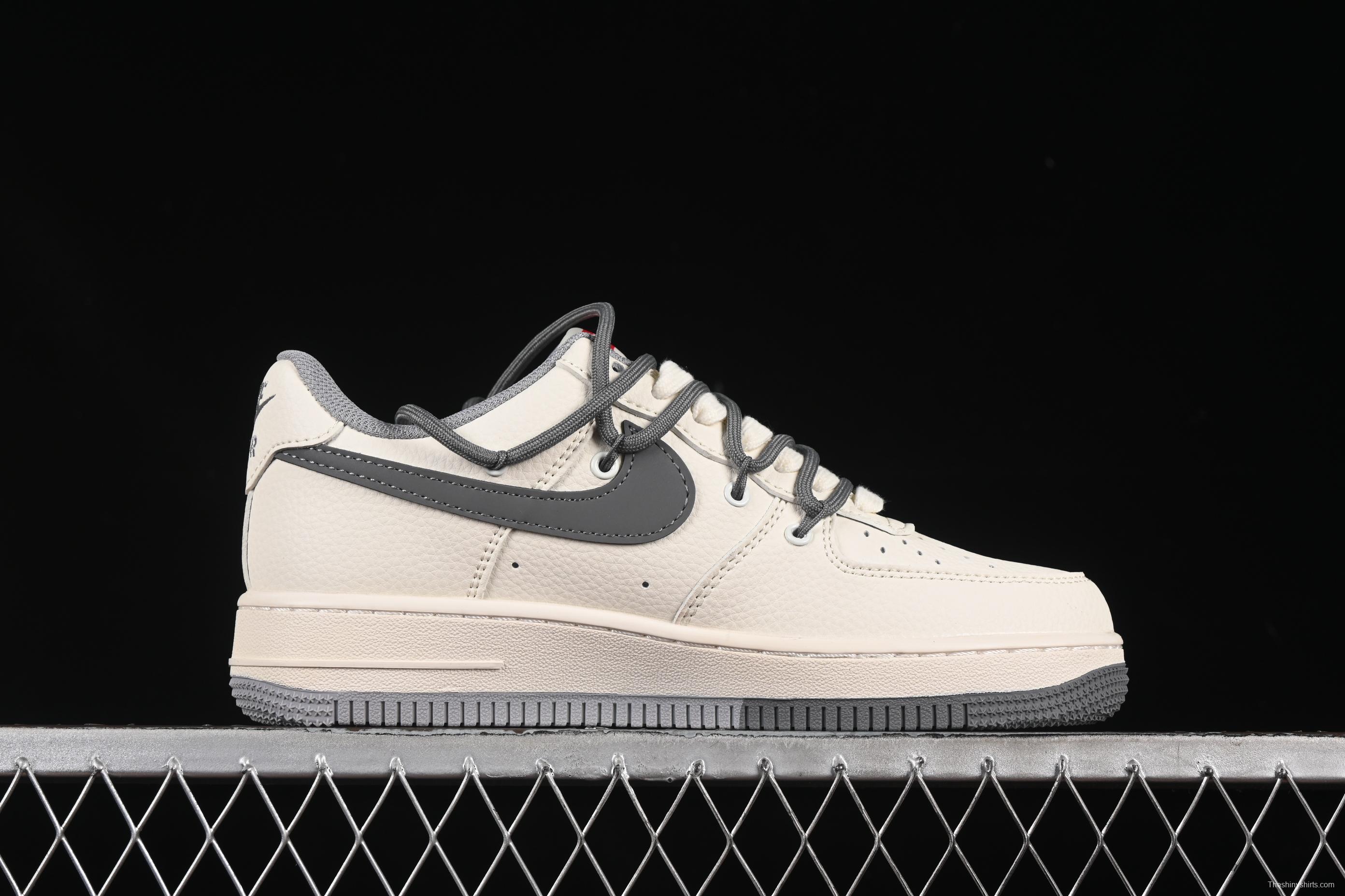 Nike Air Force 1 '07 Low Supreme Collaboration Dual-Tone Gray Lace-Up Casual Sneakers - DM6868-071