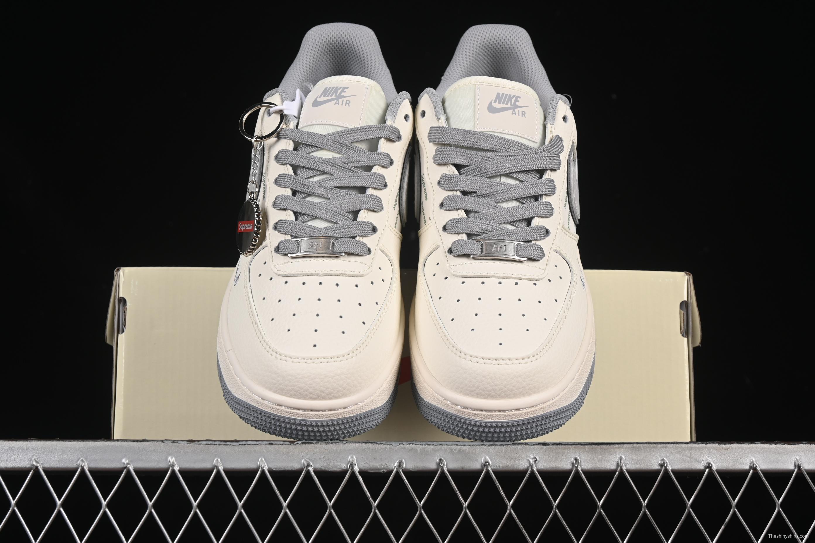 Nike Air Force 1 '07 Low Supreme Collaboration Beige Multi-Swoosh Casual Sneakers - XX3168-147