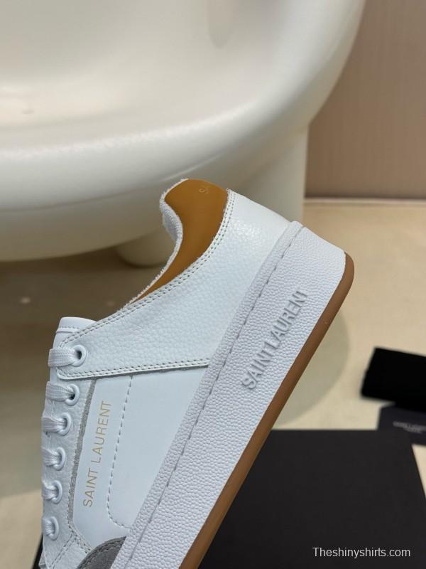 2024 Unisex Yves Saint Laurent White Grey Brown Leather Suede Sneakers