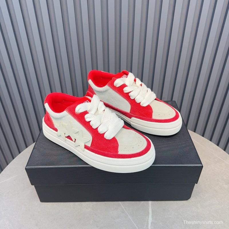 2024 Unisex Amiri Red White Canvas Sneakers MJ00300