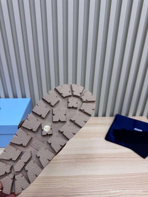 2025 Slippers Prada Brown Suede Slippers LY00280