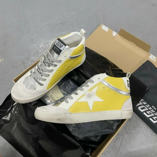 2024 Unisex GGDB Yellow White Leather Suede High Top Sneakers MJ00300