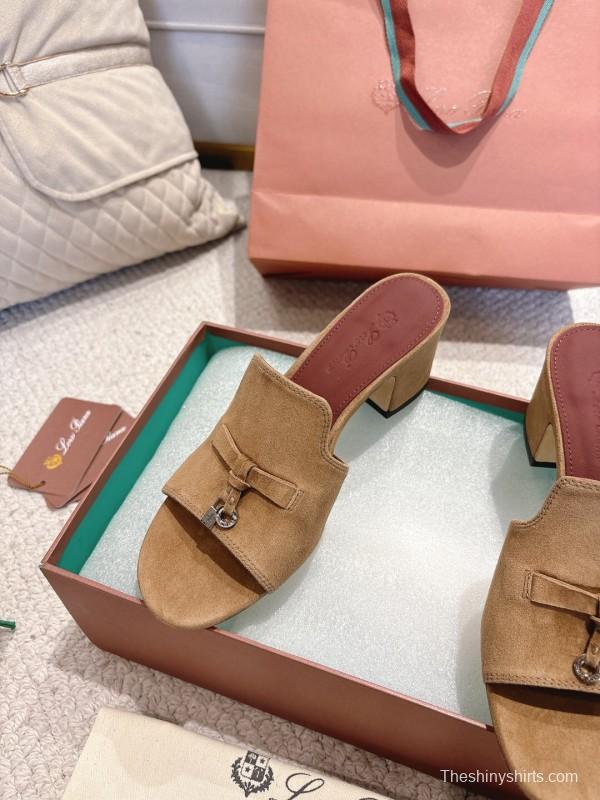 2025 Women LP Beige Suede Mule Sandals