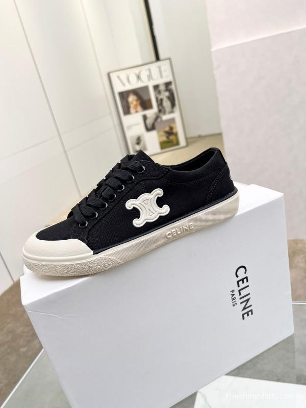 2025 Women Celine Black Canvas Sneakers LY00210