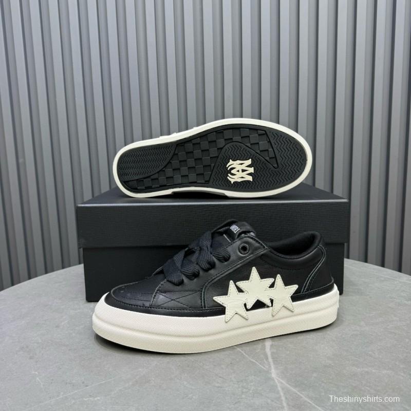 2024 Unisex Amiri Black White Leather Sneakers MJ00300