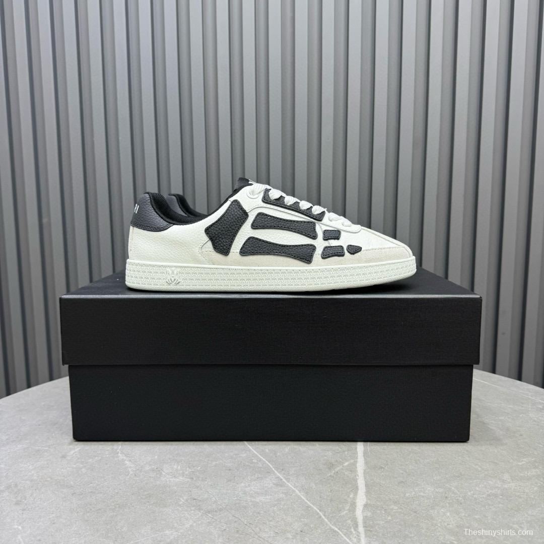 2024 Unisex Amiri White Black Leather Sneakers MJ00300