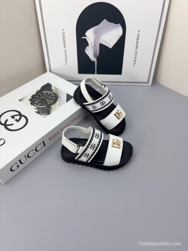 2025 Kids Dolce & Gabbana Black White Leather Sandals