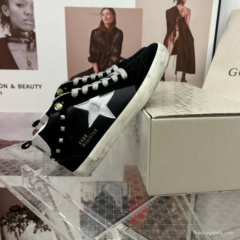 2024 Women GGDB Black White Suede Leather High Top Sneakers MJ00300