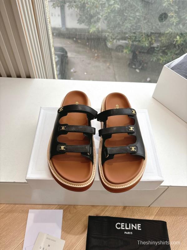 2025 CELINE Black Leather Slippers
