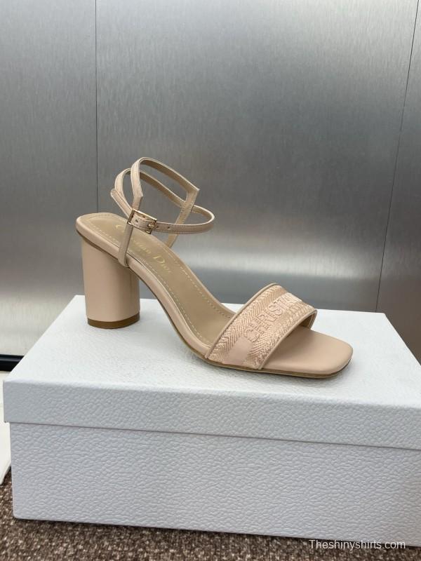 2025 Women Dior Beige Calfskin Heel Embroidery KFY00280