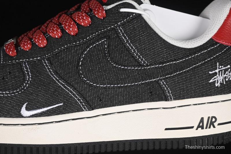 Nike Air Force 1'07 Low Stussy Collaboration Dark Grey Woven Casual Sneakers - LW9279-002