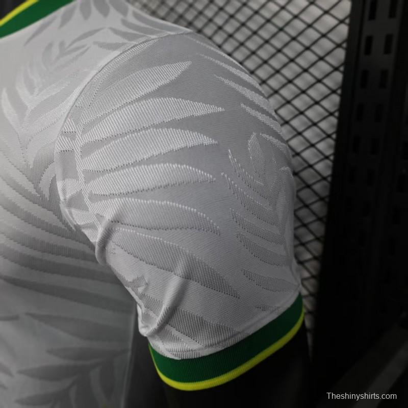 Player Version 2025 Brazil White with Rooster Print Jersey