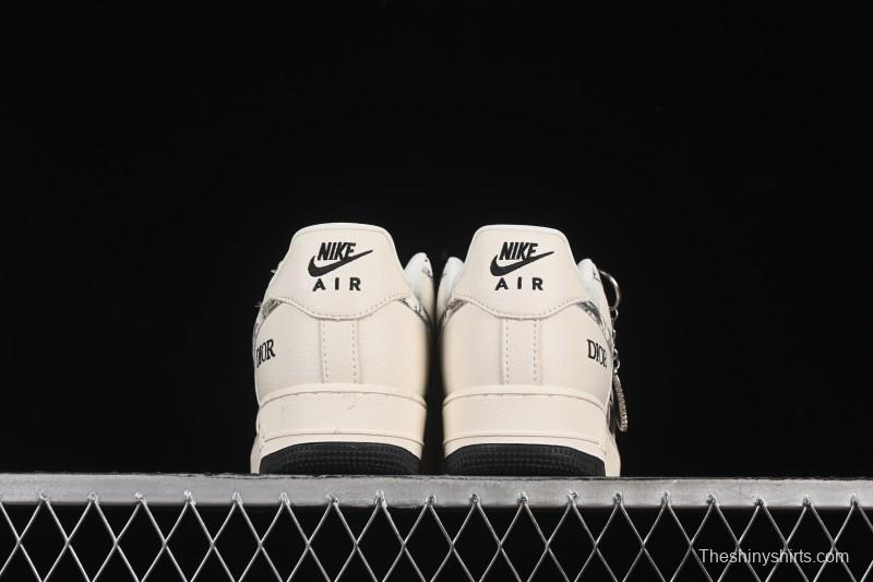 Nike Air Force 1 '07 Low Dior Collaboration Gray Floral Low-Top Casual Sneakers - DF0188-064