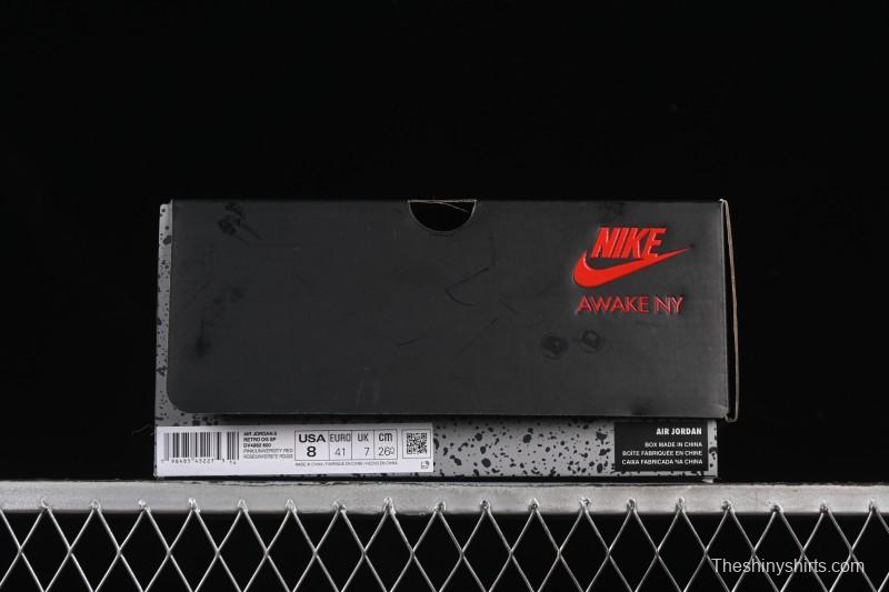 Awake NY Air Jordan 5 Retro Sneakers with Arctic Pink Colorway and Awake NY Logo Mesh - DV4982-600