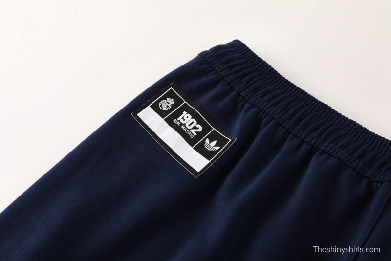 25/26 Real Madrid Navy Hoodie Full Zipper Jacket + Long Pants