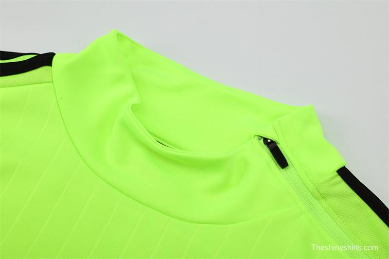 Retro 15/16 Real Madrid Fluorescent Green Half Zipper Jacket