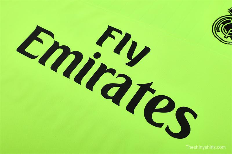 Retro 15/16 Real Madrid Fluorescent Green Half Zipper Jacket+Long Pants